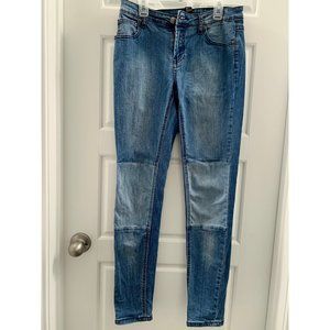 Patched Denim Skinny Blue Jeans | Forever 21